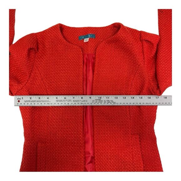 Pim + Larkin Orange tweed Open Front Preppy Office Blazer size S - Picture 8 of 9